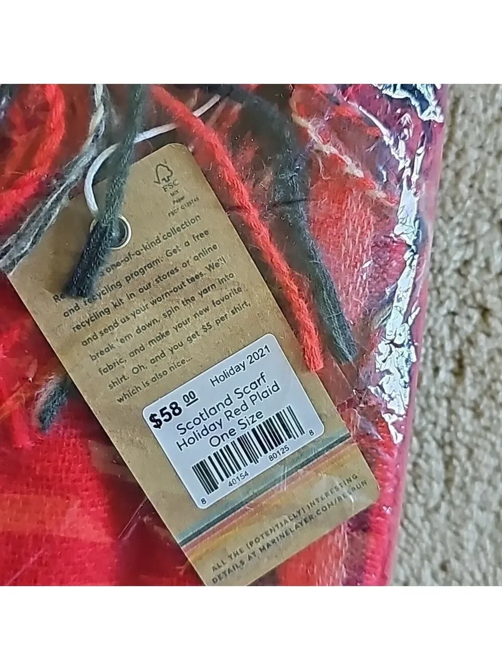 Marine layer Scotland Scarf in Holiday Red Plaid